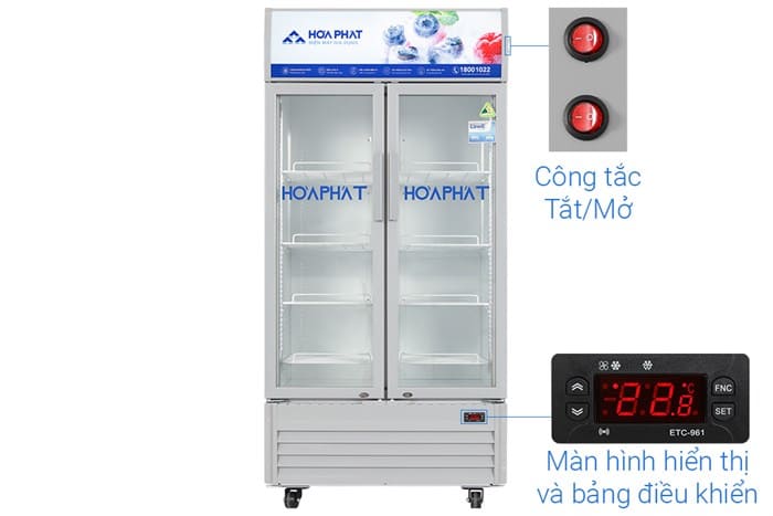 Tủ mát trưng bày Hòa Phát 526 lít HSR D6526
